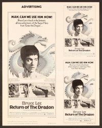 5d251 RETURN OF THE DRAGON pressbook supplement '74 Bruce Lee classic, Chuck Norris!