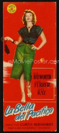 5d336 MISS SADIE THOMPSON Spanish herald '53 sexy Rita Hayworth swinging purse & turning it on!