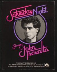 5d237 SATURDAY NIGHT FEVER trade ad '77 cool different image of disco dancer John Travolta!