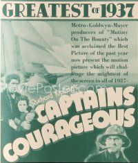 5d024 CAPTAINS COURAGEOUS herald '37 Spencer Tracy, Freddie Bartholomew, Lionel Barrymore!