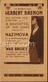 5d049 WAR BRIDES herald '16 Herbert Brenon directed early silent, Alla Nazimova!