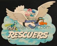 5d163 RESCUERS 2-sided movie mobile '77 Disney mouse mystery cartoon from depths of Devil's Bayou!