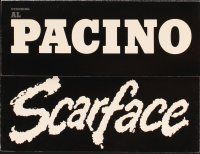 5d299 SCARFACE promo brochure '83 Al Pacino as Tony Montana, Michelle Pfeiffer, De Palma!