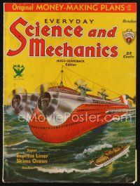 5e136 EVERYDAY SCIENCE & MECHANICS magazine October 1933 super express liner skims ocean!