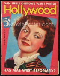 5e078 HOLLYWOOD magazine August 1936 portrait of pretty Bette Davis by Edwin Bower Hesser!