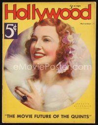 5e081 HOLLYWOOD magazine November 1936 portrait of Jeanette MacDonald by Edwin Bower Hesser!