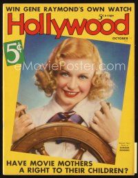 5e080 HOLLYWOOD magazine October 1936 great portrait of Ginger Rogers by Edwin Bower Hesser!