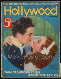 5e079 HOLLYWOOD magazine September 1936 c/u of Joan Crawford & Robert Taylor by Wally Clendenin!