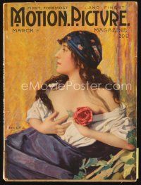 5e122 MOTION PICTURE magazine March 1919 artwork of pretty Ann Little holding rose!