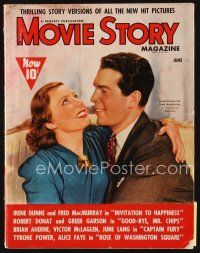 5e089 MOVIE STORY magazine June 1939 Fred MacMurray & Irene Dunne in Invitation to Happiness!