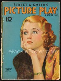 5e069 PICTURE PLAY magazine August 1932 art portrait of pretty Constance Bennett by Modest Stein!
