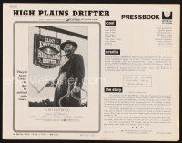 5e342 HIGH PLAINS DRIFTER pressbook '73 classic art of Clint Eastwood holding gun & whip!
