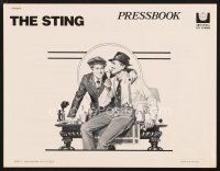 5e396 STING pressbook R77 best artwork of con men Paul Newman & Robert Redford by Richard Amsel!
