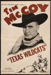 5e404 TEXAS WILDCATS pressbook '39 great close up + artwork of cowboy Tim McCoy!