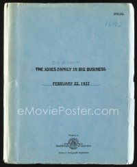 5e223 BIG BUSINESS revised final draft script February 22, 1937, screenplay by Ellis & Logan!