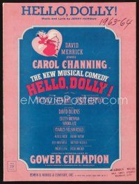 5e273 HELLO DOLLY stage play sheet music '64 Gower Champion's Broadway production,the title song!