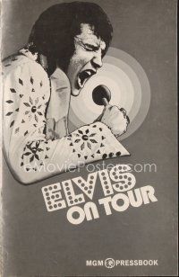 5e328 ELVIS ON TOUR pressbook '72 classic artwork of Elvis Presley singing into microphone!