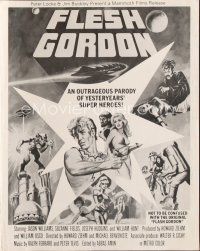 5e333 FLESH GORDON pressbook '74 sexy sci-fi spoof, different wacky erotic super hero art!