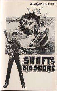 5e390 SHAFT'S BIG SCORE pressbook '72 great art of mean Richard Roundtree with big gun!