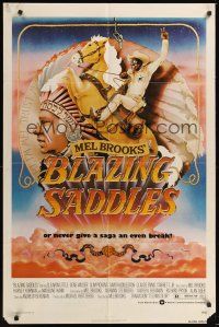 5f228 BLAZING SADDLES 1sh '74 classic Mel Brooks western, art of Cleavon Little by John Alvin!