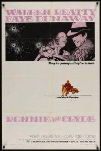 5f237 BONNIE & CLYDE 1sh '67 notorious crime duo Warren Beatty & Faye Dunaway!