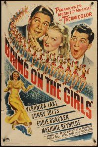 5f244 BRING ON THE GIRLS style A 1sh '44 Veronica Lake, Sonny Tufts & Eddie Bracken, sexy dancers!