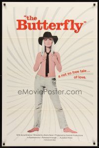 5f252 BUTTERFLY 1sh '70s image of sexy shirtless Anna Kristina, not so free love!