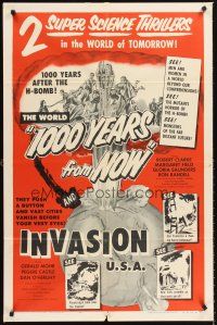 5f256 CAPTIVE WOMEN/INVASION U.S.A. 1sh '56 sci-fi thrillers from world of tomorrow!