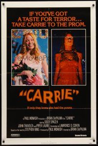 5f257 CARRIE 1sh '76 Stephen King, Sissy Spacek before and after her bloodbath at the prom!