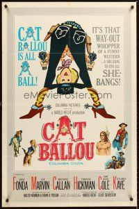 5f260 CAT BALLOU 1sh '65 classic sexy cowgirl Jane Fonda, Lee Marvin, great artwork!