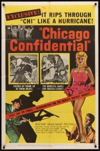 5f265 CHICAGO CONFIDENTIAL 1sh '57 puts the finger on the B-girls and the heat on the hoods!