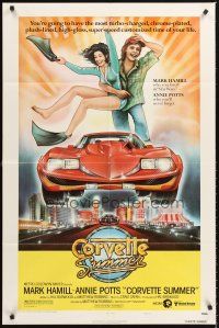 5f290 CORVETTE SUMMER style A 1sh '78 art of Hamill & sexy Annie Potts & custom Corvette in Vegas!