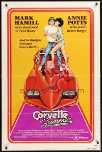 5f288 CORVETTE SUMMER style B 1sh '78 art of Mark Hamill & sexy Annie Potts on custom Corvette!