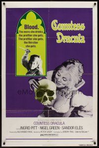 5f292 COUNTESS DRACULA 1sh '72 Hammer, Ingrid Pitt, the more she drinks, the thirstier she gets!