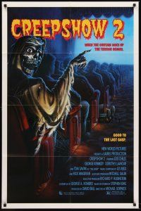 5f297 CREEPSHOW 2 1sh '87 Tom Savini, great Winters artwork of skeleton guy in theater!