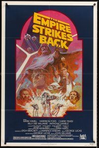 5f367 EMPIRE STRIKES BACK 1sh R82 George Lucas sci-fi classic, cool artwork by Tom Jung!