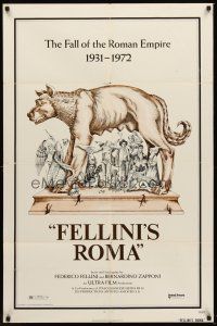 5f394 FELLINI'S ROMA 1sh '72 Italian Federico classic, the fall of the Roman Empire!