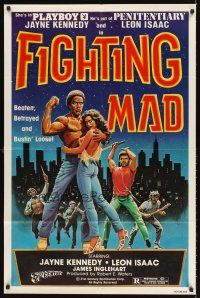 5f398 FIGHTING MAD 1sh '78 Leon & Jayne Kennedy, beaten, betrayed, and bustin' loose!