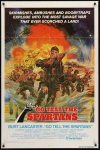 5f081 GO TELL THE SPARTANS int'l 1sh '78 cool Kunstler art of Burt Lancaster in Vietnam War!