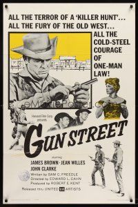 5f442 GUN STREET 1sh '61 James Brown checking his revolver, Jean Willes!