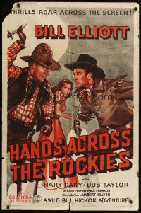 5f449 HANDS ACROSS THE ROCKIES 1sh '41 Wild Bill Elliott, Mary Daily & Dub Taylor, western!