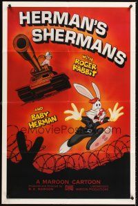 5f464 HERMAN'S SHERMANS Kilian 1sh '88 great image of Roger Rabbit running from Baby Herman in tank!