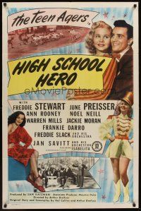 5f466 HIGH SCHOOL HERO 1sh '46 The Teen-Agers, Freddie Stewart, June Preisser!