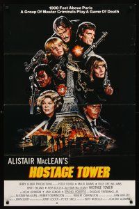 5f089 HOSTAGE TOWER int'l 1sh '80 Peter Fonda, Alistair McLean, cool Meyer artwork!