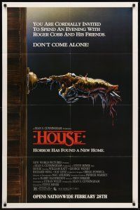 5f479 HOUSE advance 1sh '86 great artwork of severed hand ringing doorbell, don't come alone!