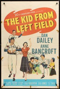 5f518 KID FROM LEFT FIELD 1sh '53 Dan Dailey, Anne Bancroft, baseball kid argues with umpire!