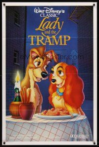 5f103 LADY & THE TRAMP style V int'l 1sh R88 Walt Disney romantic canine dog classic cartoon!
