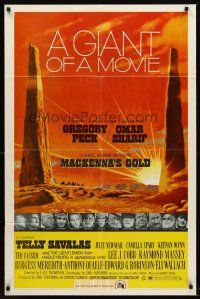 5f566 MacKENNA'S GOLD style B 1sh '69 Gregory Peck, Omar Sharif, Telly Savalas & Julie Newmar!