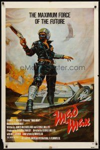 5f567 MAD MAX 1sh '80 art of wasteland cop Mel Gibson, George Miller Australian sci-fi classic!
