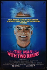 5f577 MAN WITH TWO BRAINS 1sh '83 wacky world famous surgeon Steve Martin performs brain surgery!